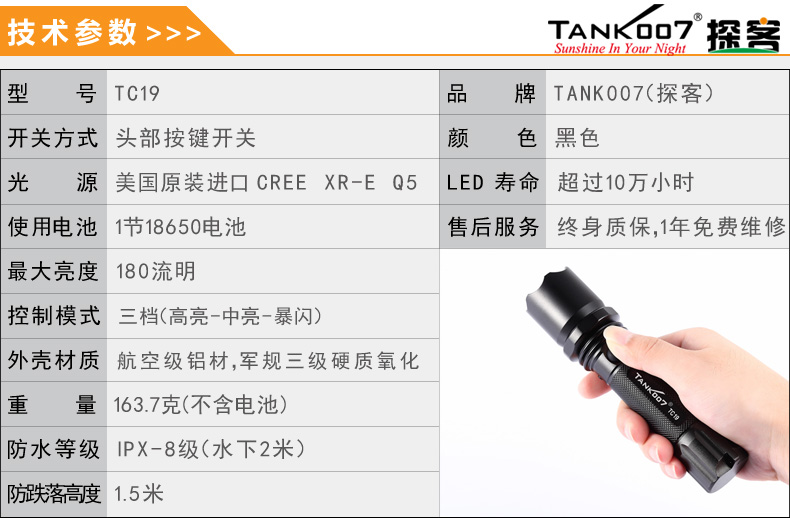 選購強光手電筒什么品牌好？探客TANK007手電筒生產(chǎn)廠家